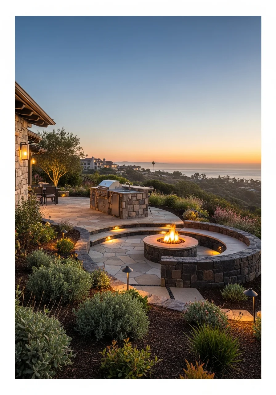 Detailed paver installation and landscaping at a La Jolla residence